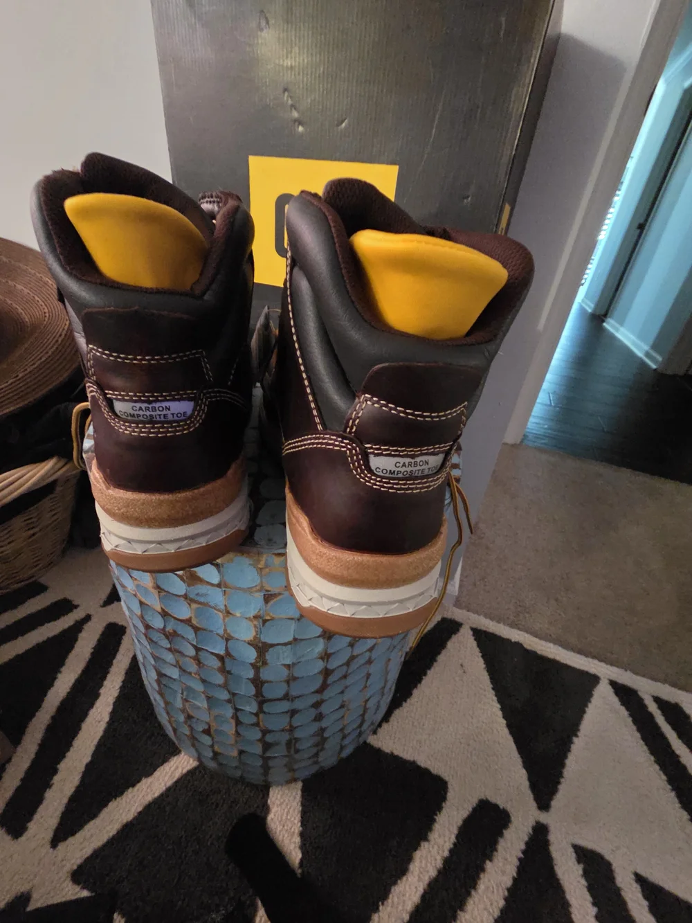 Cat Men’s Brown Leather Work Boots - Lace-Up Moc Toe